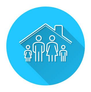 Icons of "Family stay at home" with long shadow style on colored circle buttons. Two icon versions included in the bundle: - One white icon on a pink / red circle button. - One white icon on a blue circle button. Vector Illustration (EPS file, well layered and grouped). Easy to edit, manipulate, resize or colorize. Vector and Jpeg file of different sizes.
